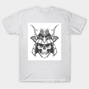 human skull in Japan Samurai Helmet T-Shirt